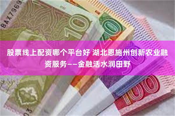 股票线上配资哪个平台好 湖北恩施州创新农业融资服务——金融活水润田野