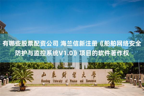 有哪些股票配资公司 海兰信新注册《船舶网络安全防护与监控系统V1.0》项目的软件著作权