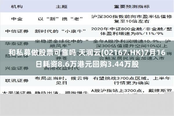 和私募做股票可靠吗 天润云(02167.HK)7月16日耗资8.6万港元回购3.44万股